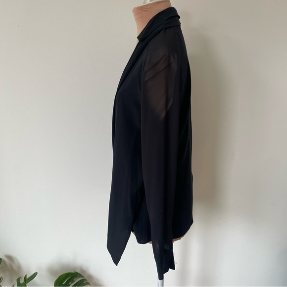 All Saints Allsaints Black Plum Asymmetric Long Sleeve Silk Lucas Shirt Size 2 - Picture 5 of 9